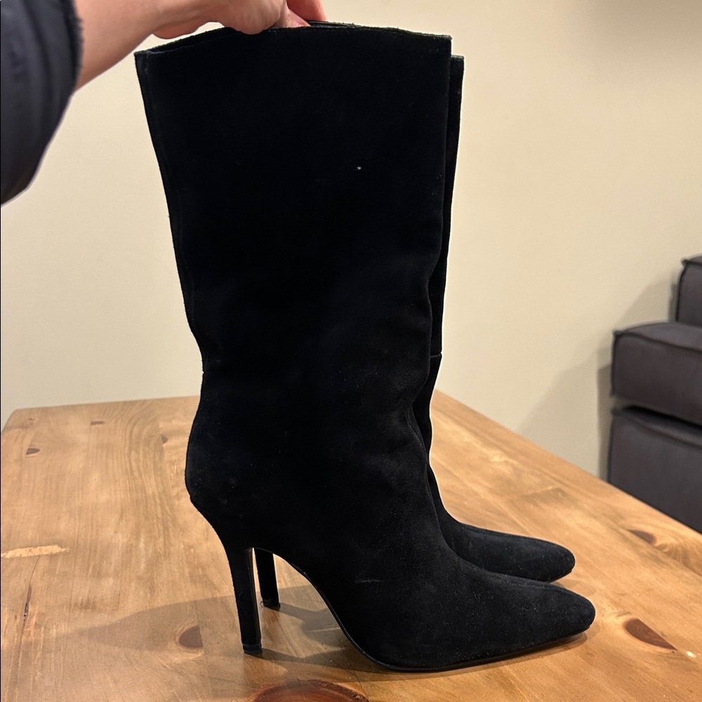 Zara Black Heeled Boots for Women